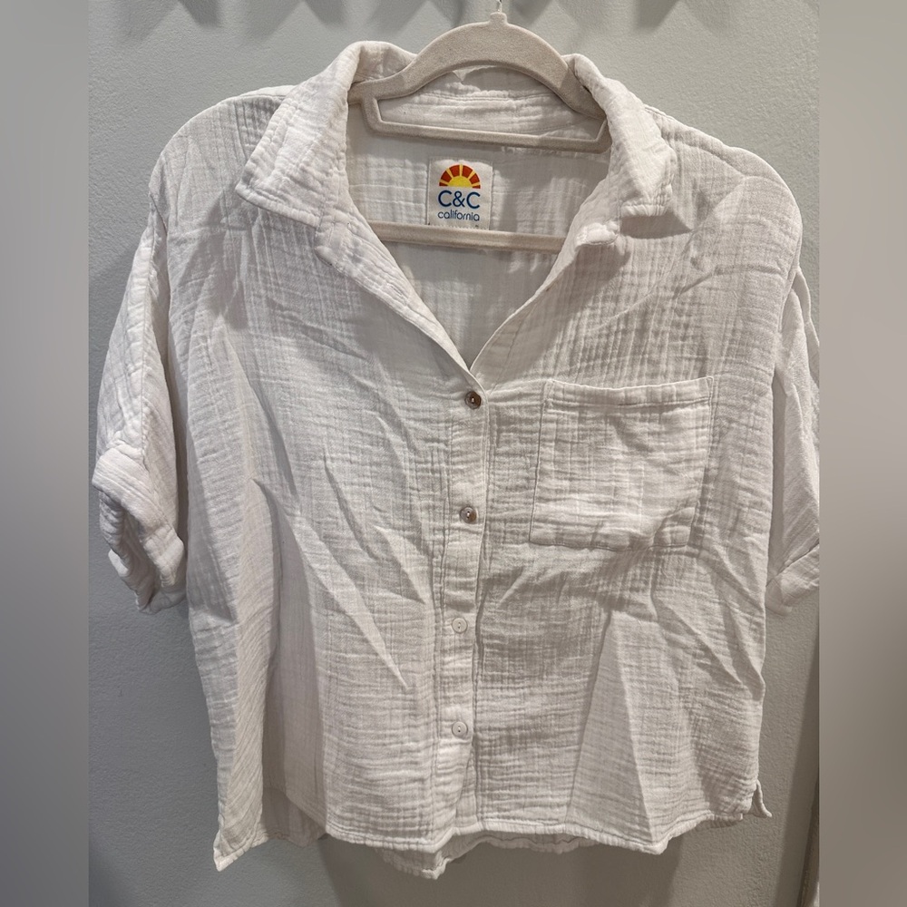 C&C California White Gauze Top